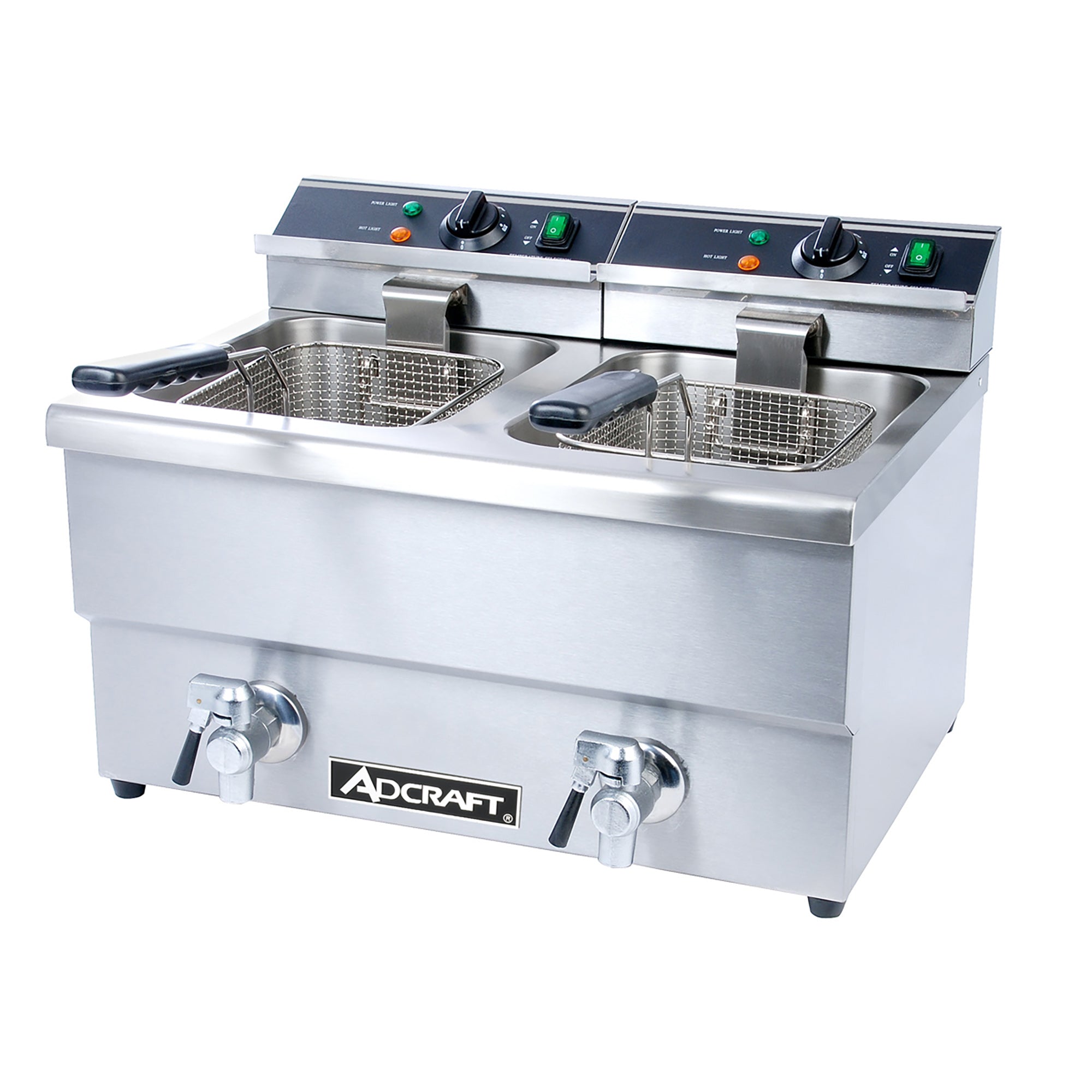 Adcraft Double Tank Deep Fryer with Faucet, 12L, in