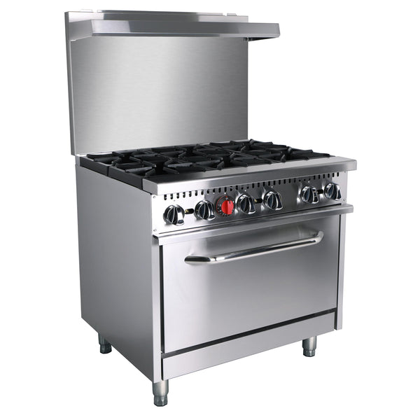 Black Diamond Gas Range with 6 Burners and Oven, in Stainless Steel