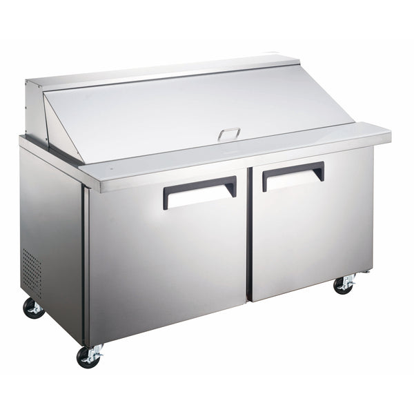 U-Star 2 Door Refrigerated Mega Top Salad/Sandwich Prep Table, in Silver/White