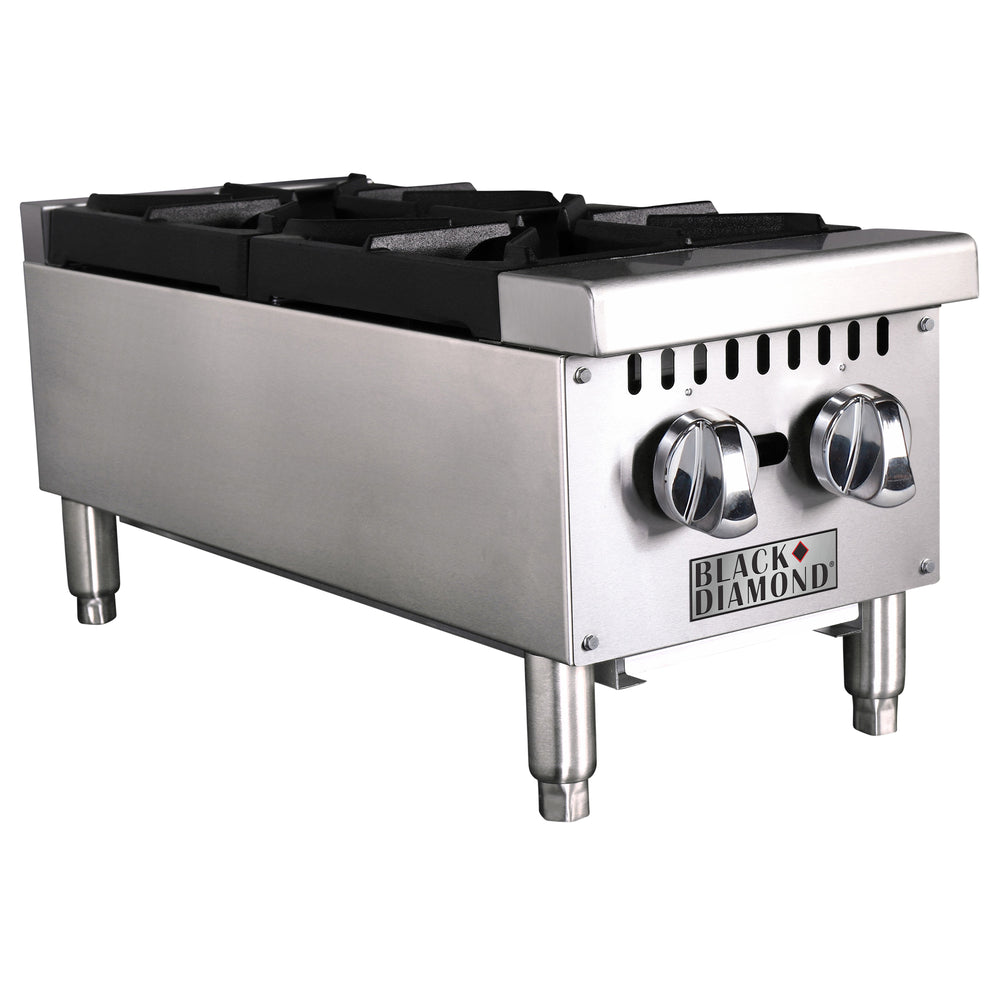 Black Diamond 12" Gas Hot Plate, 2 Burners, in Stainless Steel