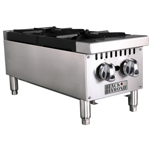 Black Diamond 12" Gas Hot Plate, 2 Burners, in Stainless Steel