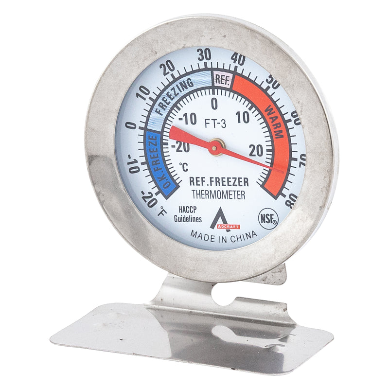 Adcraft Freezer/Refrigerator Thermometer, Stainless Steel Casing