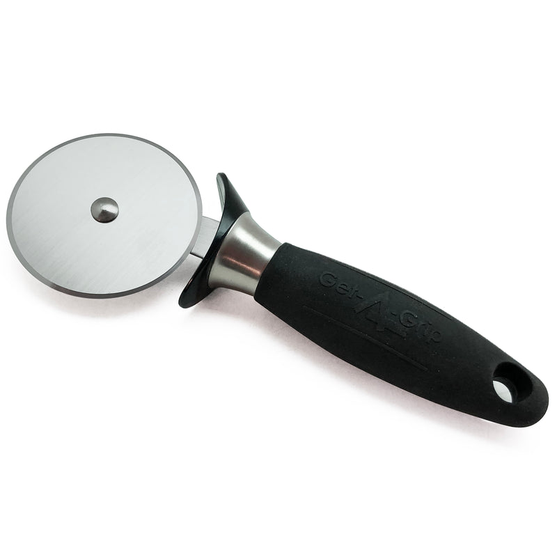 Adcraft Get-A-Grip Pizza Cutter with Santoprene Handle, in Stainless Steel/Black