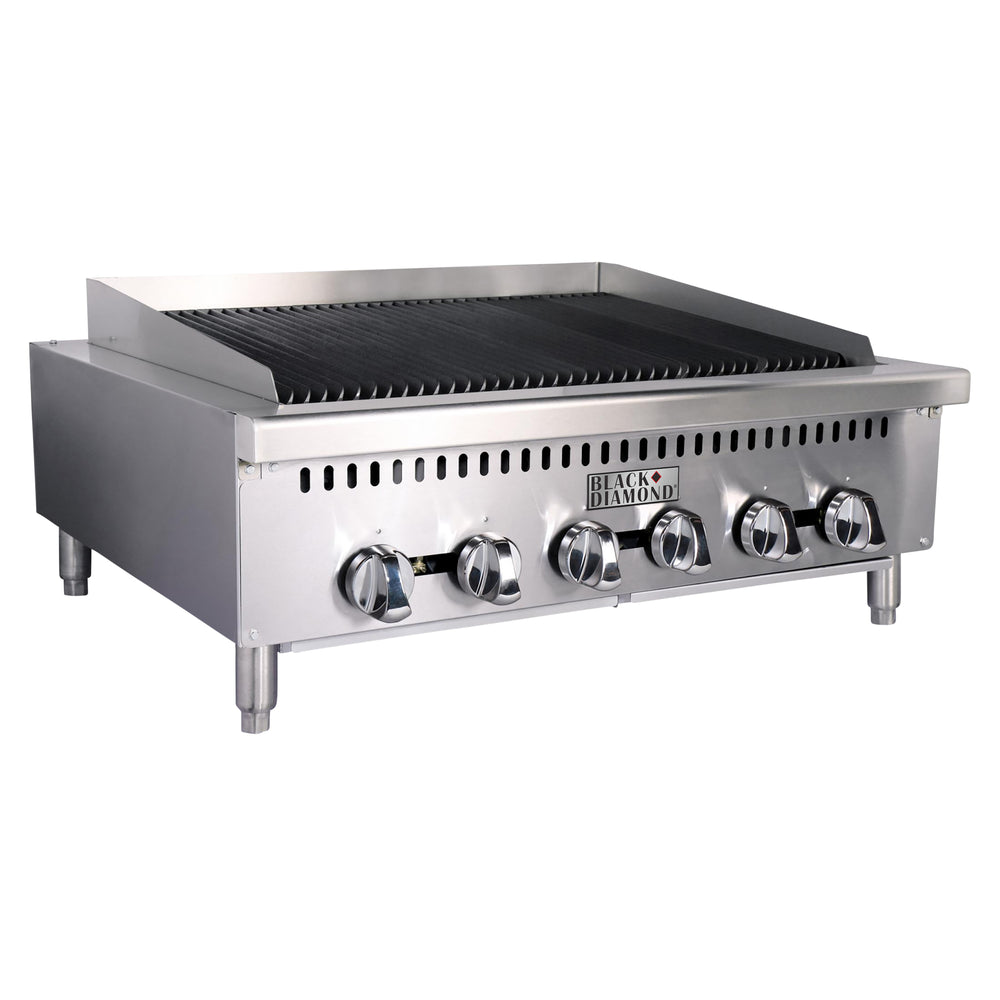Black Diamond 36" Heavy Duty Gas Charbroiler, 6 Burners, in Stainless Steel