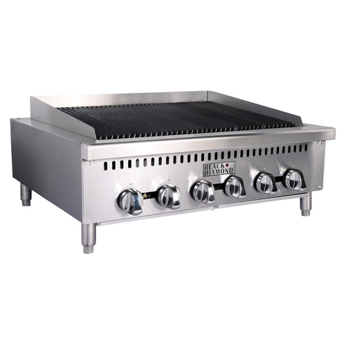 Black Diamond 36" Heavy Duty Gas Charbroiler, 6 Burners, in Stainless Steel