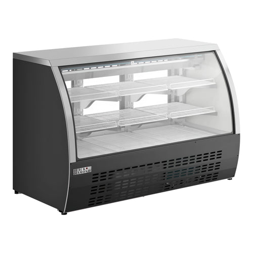 Black Diamond Curved Glass Refrigerated Deli Case, 21.9 cu ft Capacity, 9 Shelves, in Black