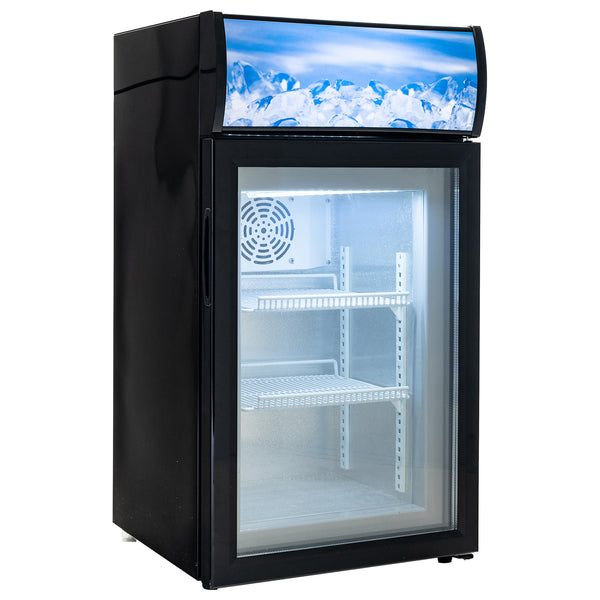 Black Diamond Countertop Display Freezer, Single Glass Door, 1.8 cu ft, in Black