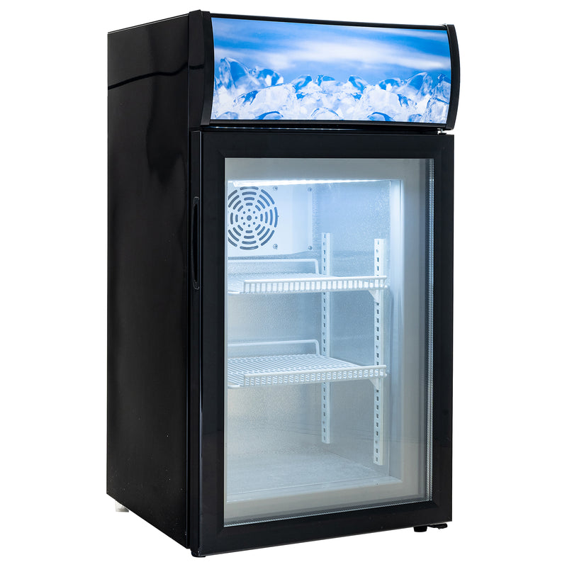 Black Diamond Countertop Display Freezer, Single Glass Door, 1.8 cu ft, in Black