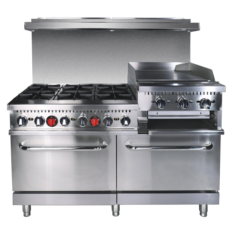 Black Diamond Gas Range with Raised Griddle Combo, in Stainless Steel