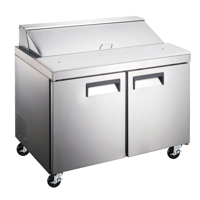 U-Star 2 Door Refrigerated Salad/Sandwich Prep Table, in Silver/White