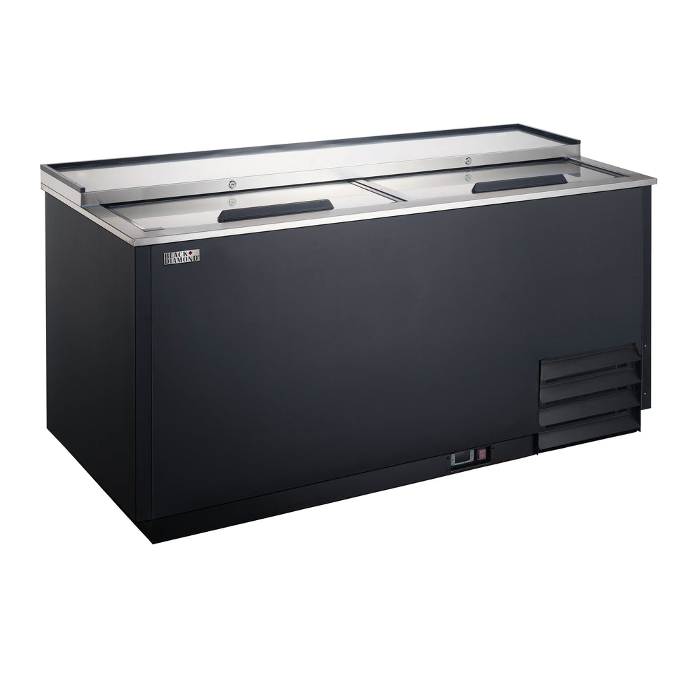 Black Diamond Glass Froster, 2 Sliding Stainless Steel Doors, 14 cu ft Capacity, in Black