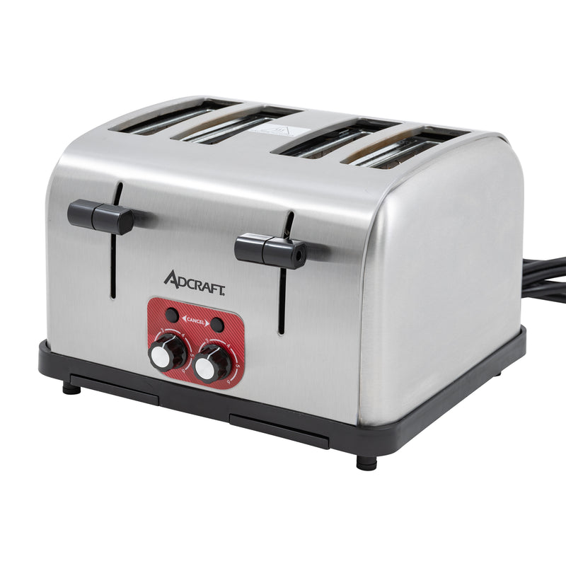 Adcraft Medium Duty 4-Slice Pop-Up Commercial Toaster, in Silver