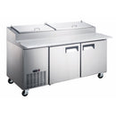 Grista 2 Door Refrigerated Pizza Prep Table, in Silver/White
