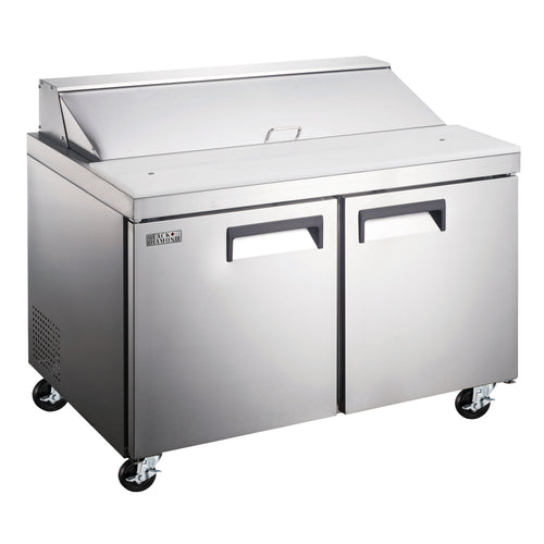 Black Diamond Refrigerated Salad/Sandwich Prep Table, 2 Solid Doors, 18.4 cu ft, in Stainless Steel