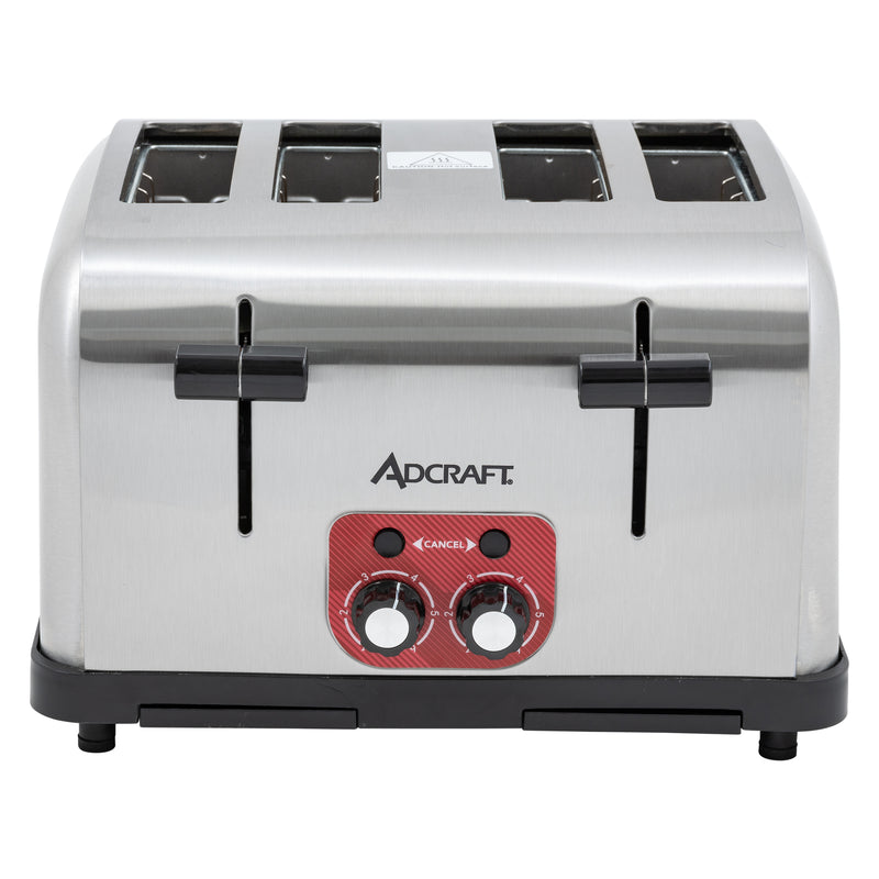 Adcraft Medium Duty 4-Slice Pop-Up Commercial Toaster, in Silver