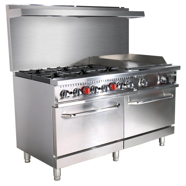 Black Diamond Gas Range with Raised Griddle Combo, in Stainless Steel