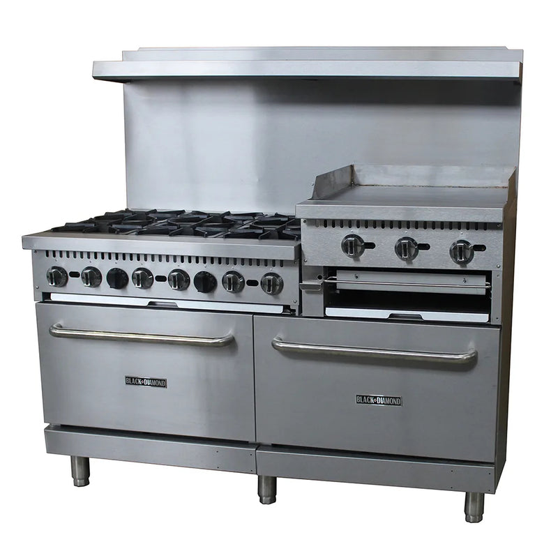 Black Diamond Gas Range with Griddle Combo, in Stainless Steel