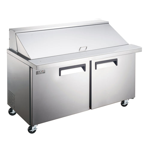 Black Diamond Refrigerated Mega Top Salad/Sandwich Prep Table, 2 Doors, 60", in Stainless Steel