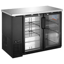 U-Star 2 Glass Door Narrow Depth Back Bar Cooler, in Black