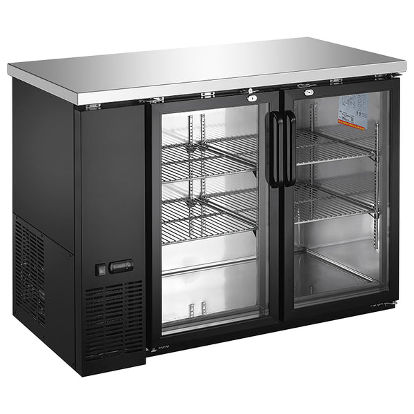 U-Star 2 Glass Door Narrow Depth Back Bar Cooler, in Black