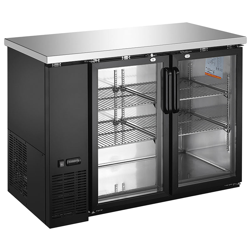 U-Star 2 Glass Door Narrow Depth Back Bar Cooler, in Black