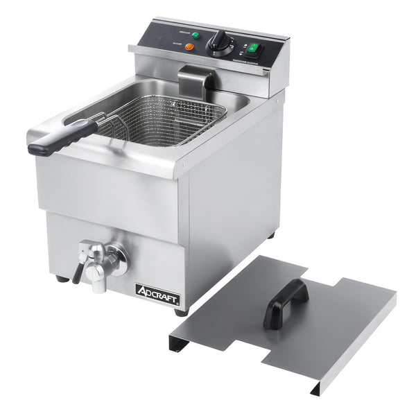 Adcraft Single Tank Deep Fryer with Faucet, in Stainless Steel