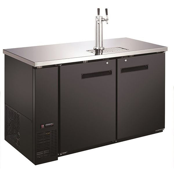 U-Star Standard Depth Beer Dispenser with 1 Double Tap Tower, in Black