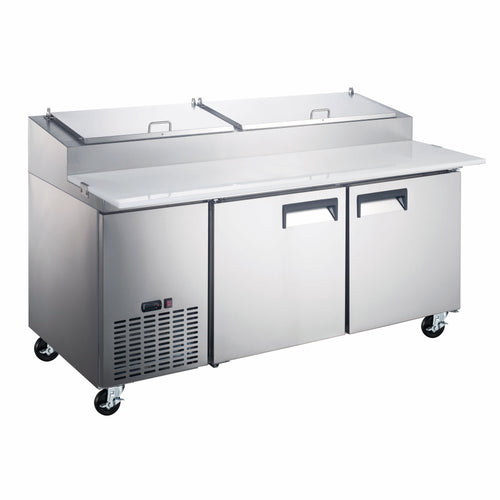 Black Diamond Refrigerated Pizza Prep Table, 2 Solid Doors, 18 Cu. Ft. Capacity, in Stainless Steel