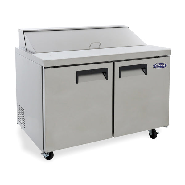 Grista 2 Door Refrigerated Salad/Sandwich Prep Table, in Silver/White