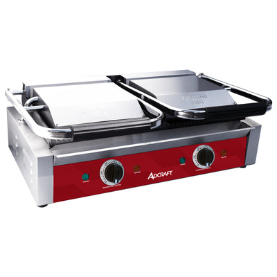 Adcraft Double Sandwich Grill, Grooved 18.80" x 9.2" Cooking Surface, in Stainless Steel