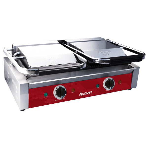 Adcraft Double Sandwich Grill, Grooved 18.80" x 9.2" Cooking Surface, in Stainless Steel (SG813BS)