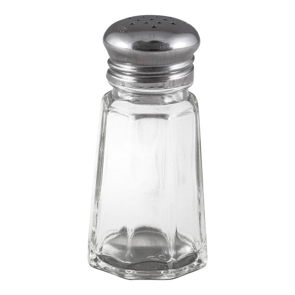 Adcraft Glass Salt and Pepper Shaker, 1 oz. capacity, 3" high