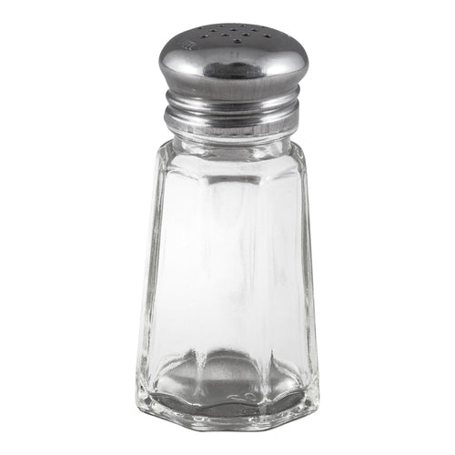 Adcraft Glass Salt and Pepper Shaker, 1 oz. capacity, 3" high