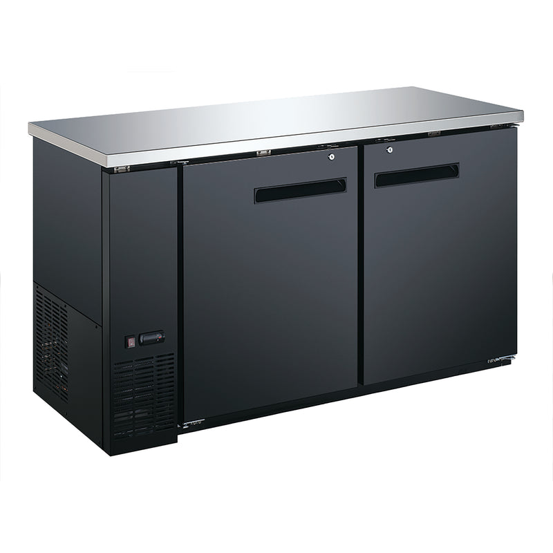 U-Star 2 Solid Door Narrow Depth Back Bar Cooler, in Black