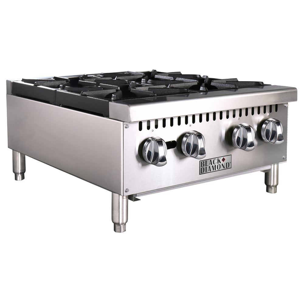 Black Diamond 24" Gas Hot Plate, 4 Burners, in Stainless Steel