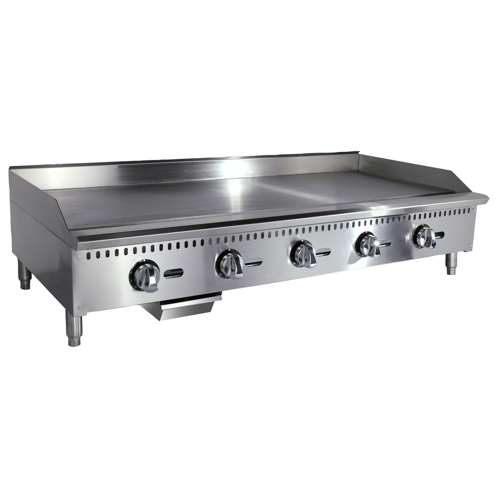 Black Diamond 60" Heavy Duty Thermostatic Gas Griddle, 5 Burner, in Stainless Steel
