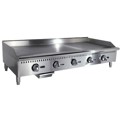 Black Diamond 60" Heavy Duty Thermostatic Gas Griddle, 5 Burner, in Stainless Steel