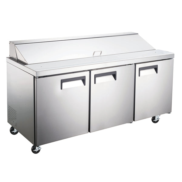 U-Star 3 Door Refrigerated Salad/Sandwich Prep Table, in Silver/White