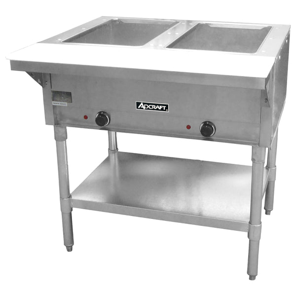 Adcraft 2 Bay Steam Table, 120V, in Stainless Steel (ST-120/2)