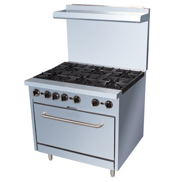 Black Diamond Gas Range with 6 Burners and Oven, in Stainless Steel