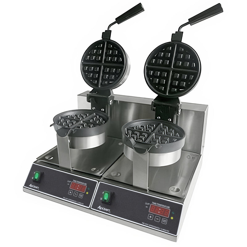 Adcraft Double Belgian Waffle Maker, in Stainless Steel