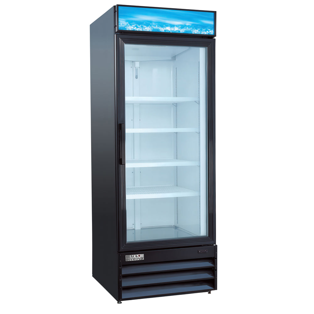 Black Diamond 1 Swing Glass Door Merchandiser Refrigerator, 22.6 cu ft Capacity, in Black
