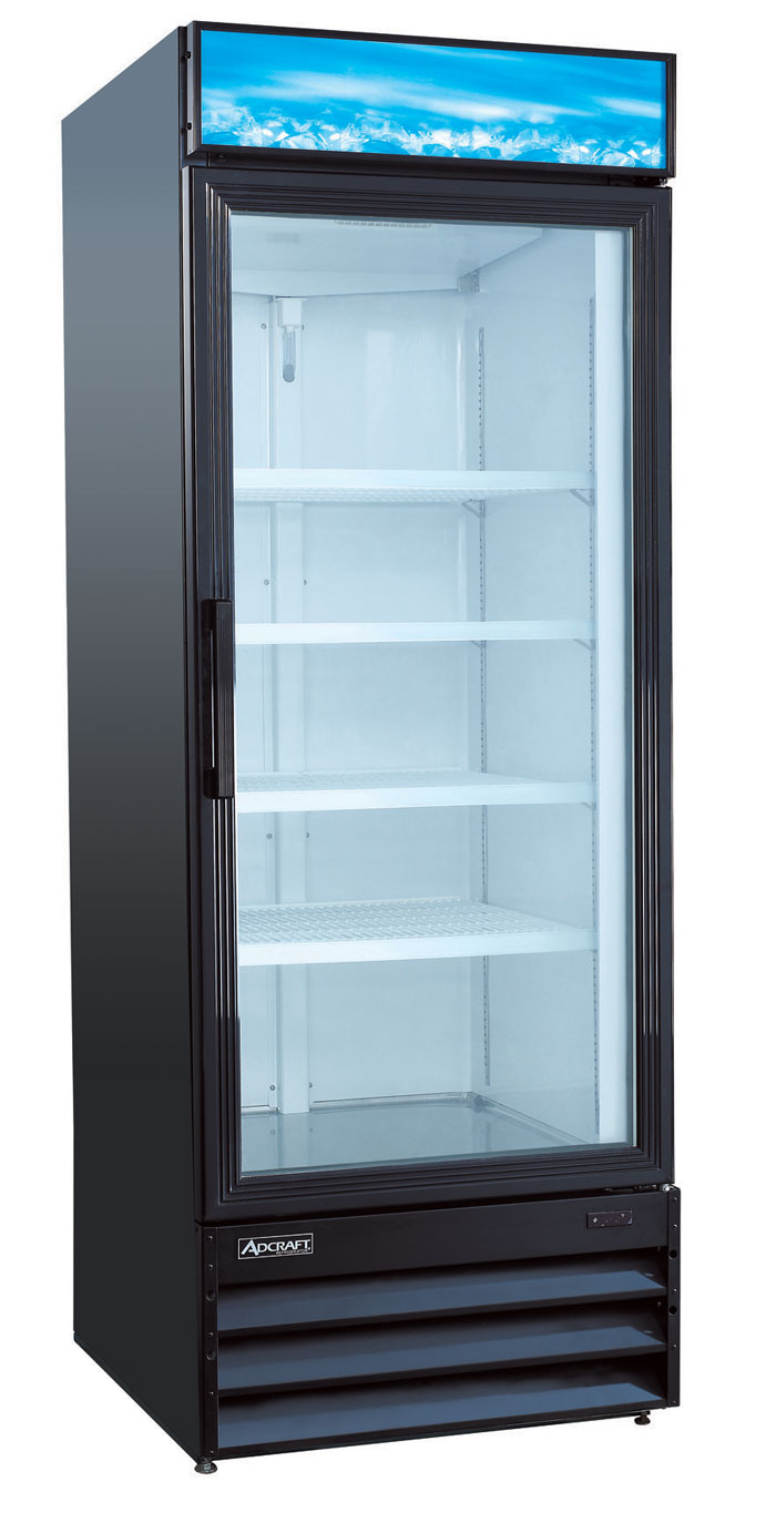 U-Star 1 Swing Glass Door Merchandiser Refrigerator, in Black