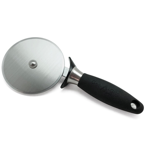 Adcraft Get-A-Grip Pizza Cutter with Santoprene Handle, in Stainless Steel/Black