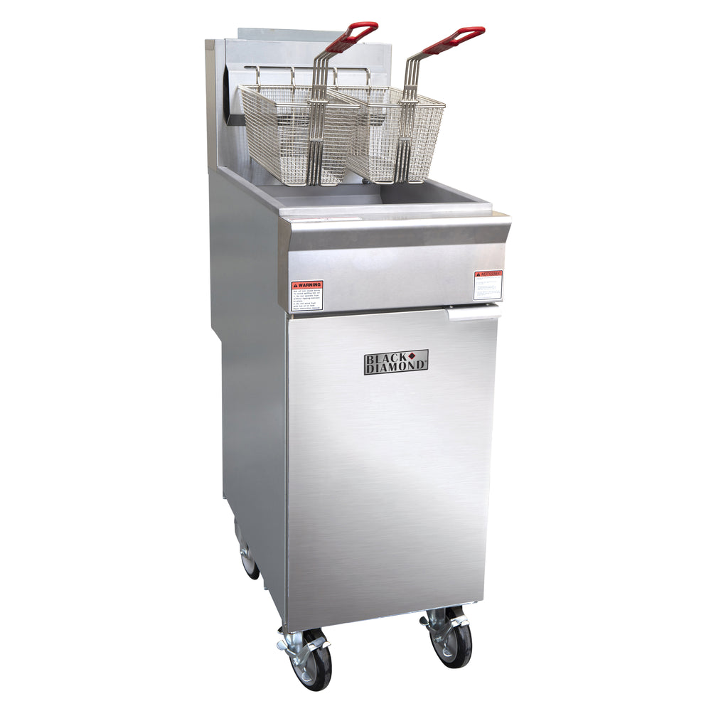 Black Diamond Gas Deep Fryer, Liquid Propane, 40 lb, 90K BTU, in Stainless Steel