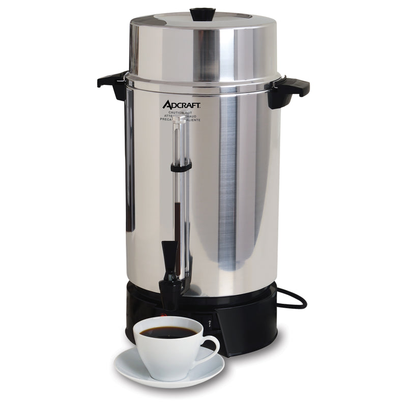 Adcraft 100 Cup Coffee Urn, 1500W, in Silver