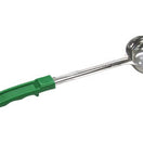 Adcraft One Piece Ladoon (3 oz., perforated bowl, green handle)