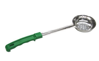 Adcraft One Piece Ladoon (3 oz., perforated bowl, green handle)