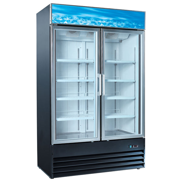 U-Star Merchandiser Refrigerator, Double Swing Glass Doors, 26.8 cu ft Capacity, in Black (USRFS-2DS/B)
