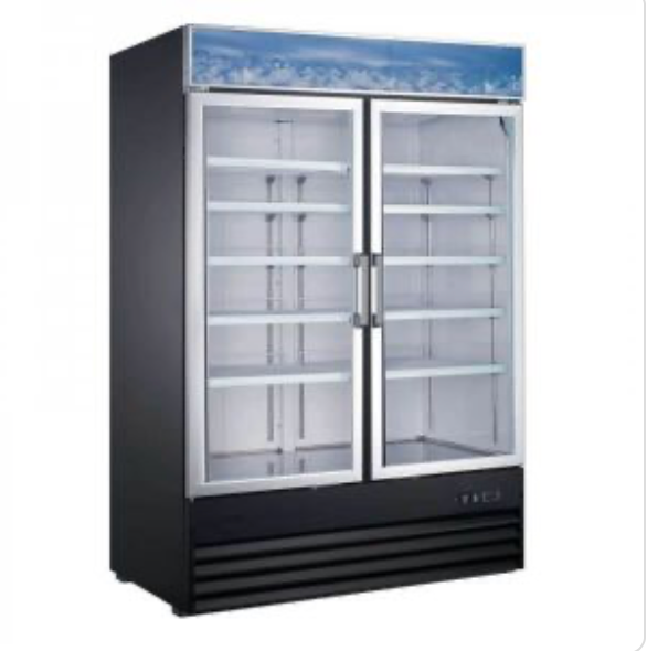 U-Star 2 Swing Glass Door Merchandiser Refrigerator, in Black